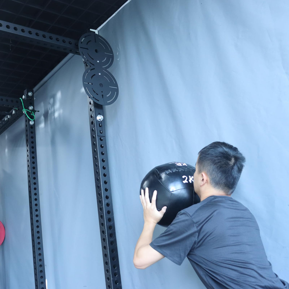 Metal Double Wall Ball Target with Extension Medicine Ball Target Rack Mounted Power Cage Attachments for Strength Endurance Arm Triceps Biceps Workouts