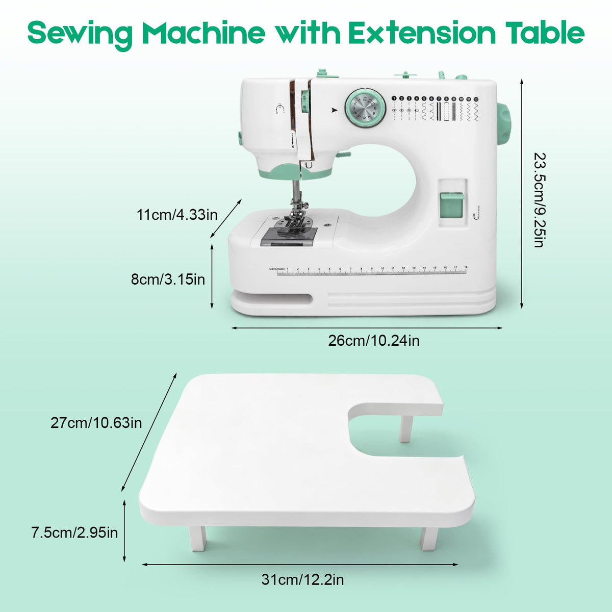 Xamanabu Sewing Machine for Beginners with Extension Table, 12 Stitches Portable Sewing Machine, Dual Speed (High/Low) with Foot Pedal & 6 Feet