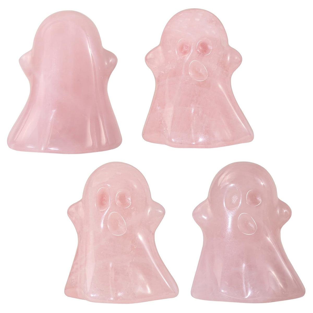 Rockcloud 2 PCS Crystal Stone Rose Quartz Ghost Pocket Stones Halloween Figurine Ghost Statue Ornament Party Decoration Supplies