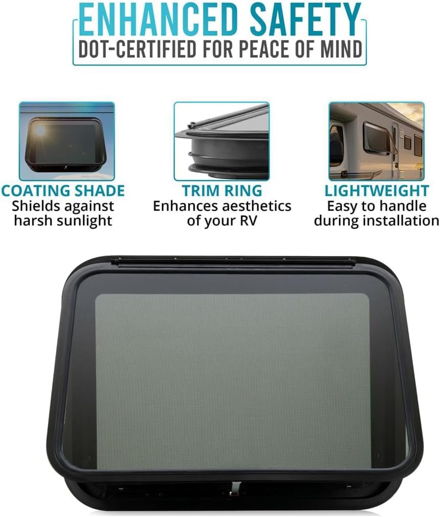 PRO FLEX RV Exit Window - Tempered Glass, Weather-Resistant, Easy Installation, 36·W x 20·H
