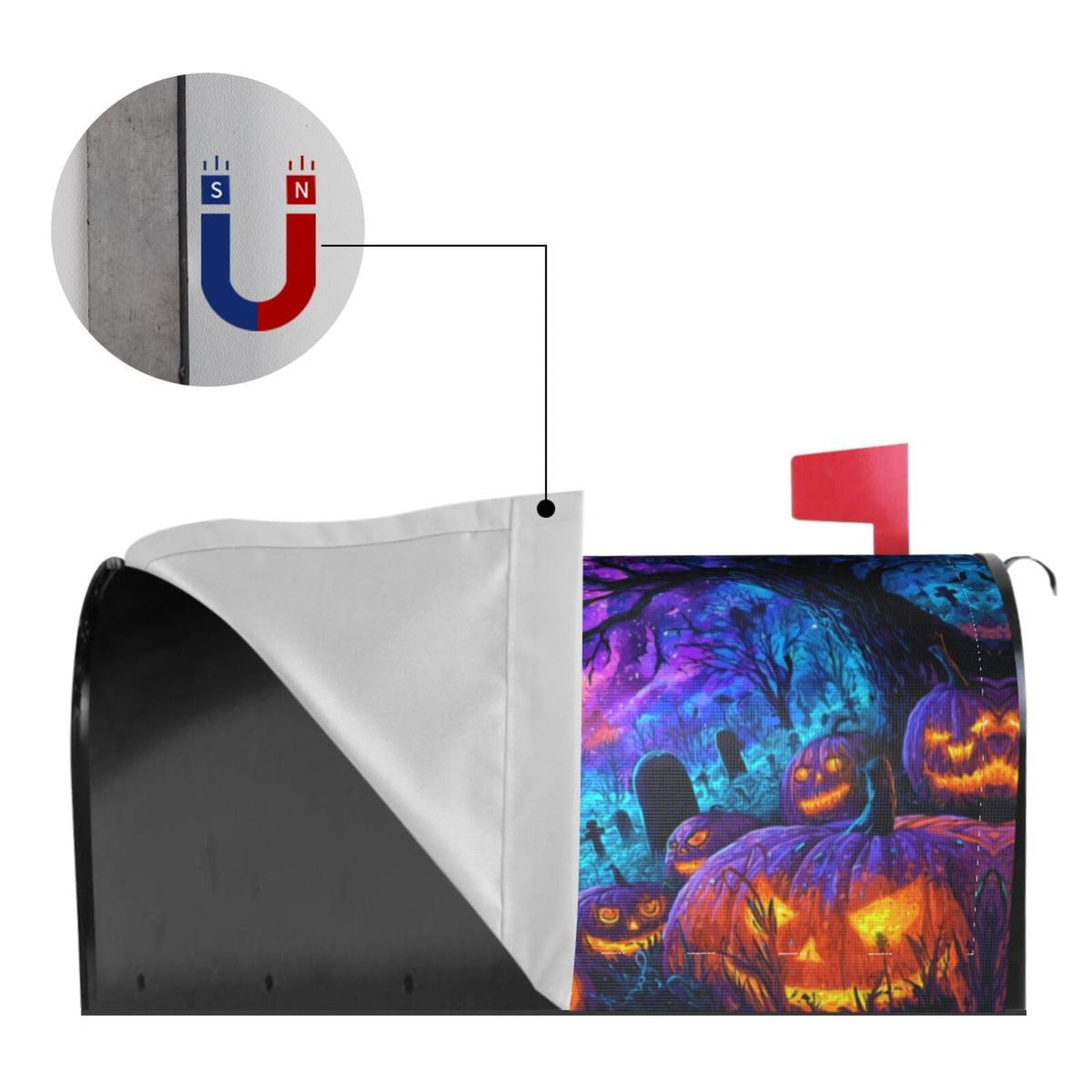 Taekifiyy Halloween Pumpkin Mailbox Covers Magnetic Letterbox Covers 21x18 Inch for Garden Outdoor Decoration