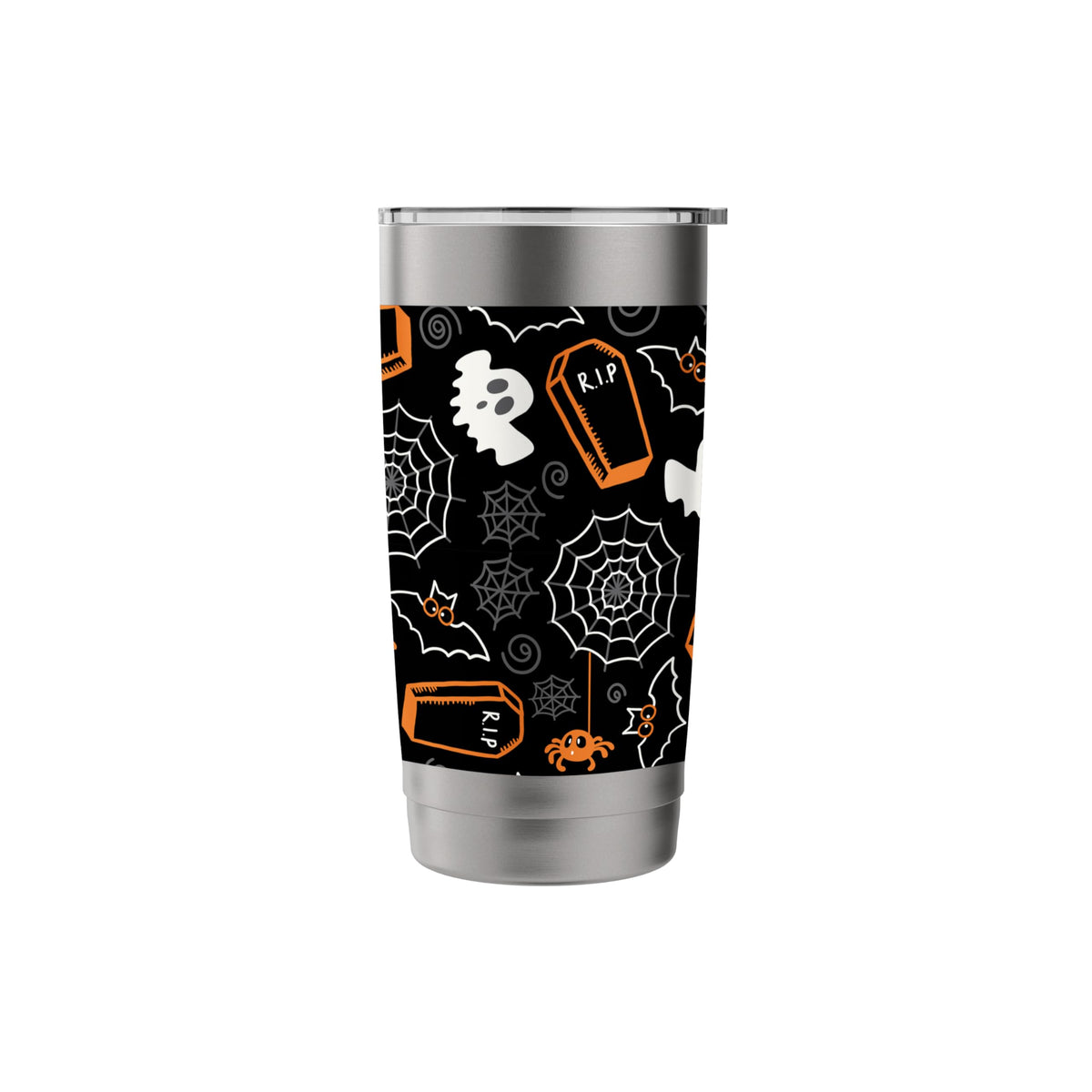 Ghost Spider Web Black Halloween Travel Cup Bottle Spooky Stainless Steel Insulated Tumbler