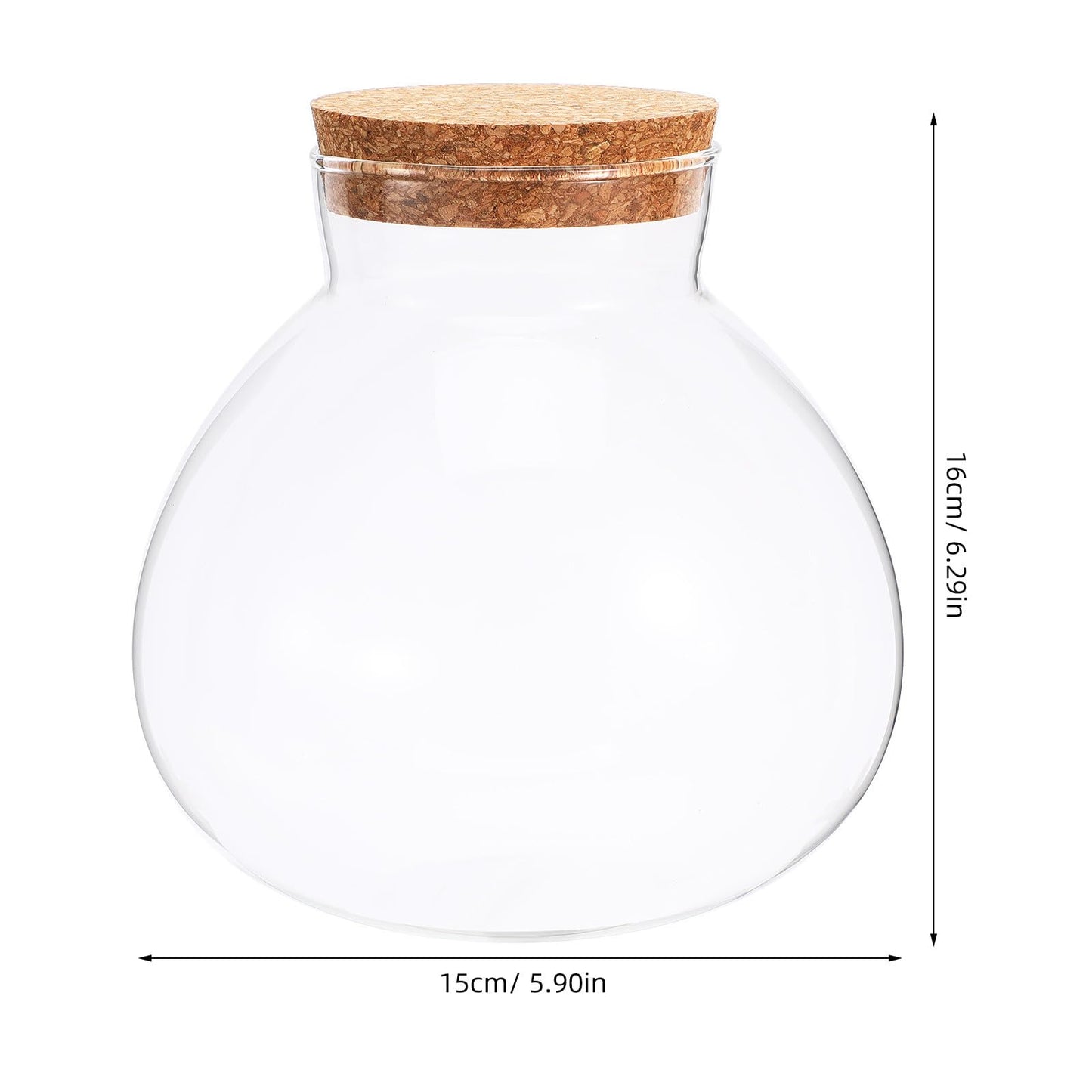 NUOBESTY Glass Terrarium Jar with Cork Lid, 6x6.3 Inch Closed Terrarium for Succulent Moss and Fern, DIY Miniature Desktop Garden for Home & Office Decor (No Plants)