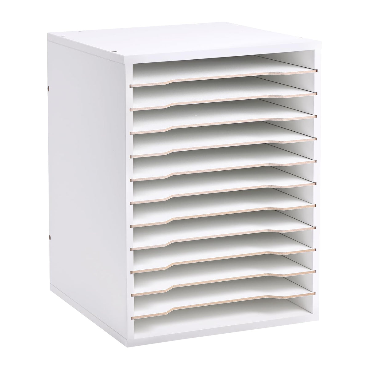Caydo 12 Slot 8.5" x 11" Paper Organizer Storage, Wood Adjustable Shelves Paper Storage Shelf Holder for Scrapbooks, Cardstock, Construction & Printer Papers, Files for Office Home Desk
