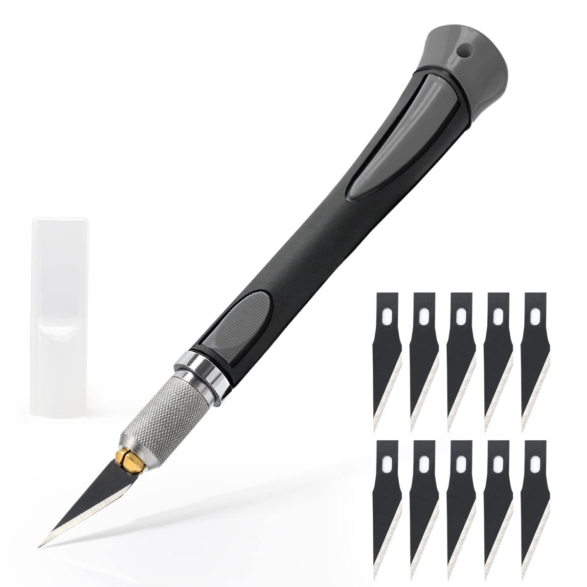 EHDIS Precision Hobby Knife Set Utility Craft Knife Kit with 10PCS Blades for Art, Working-Stencil, Scoring, Scrapbooking, Architecture Modeling, Crafting-Grey
