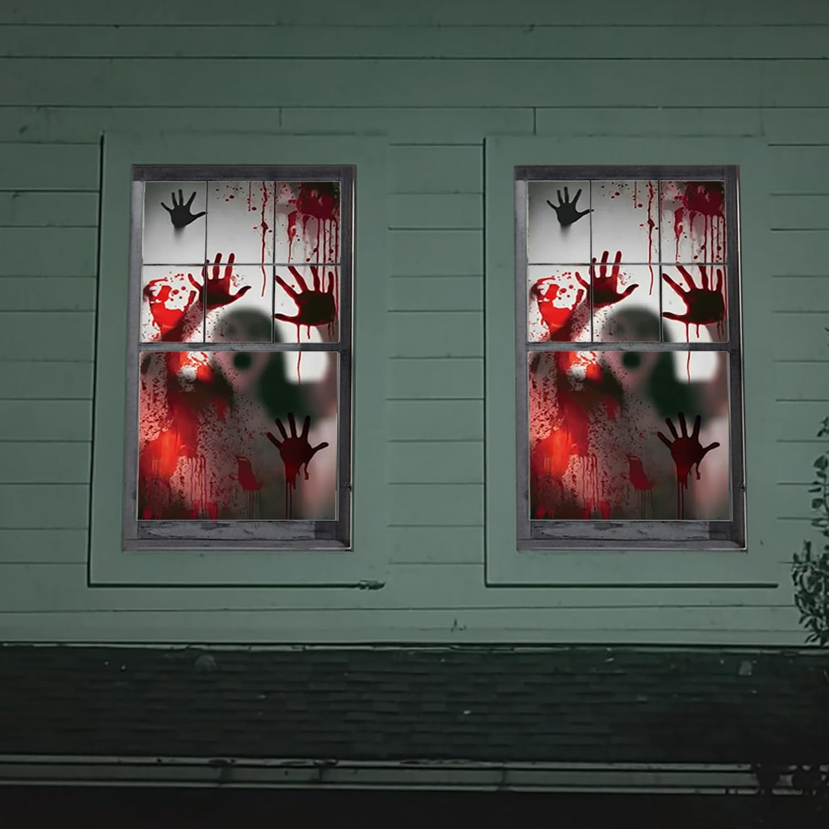2PCS Halloween Giant Spooky Scary Window Posters - Creepy Party Decoration Haunted House Door Cover Creepy School Dormitory Window Cover 60" x 60"