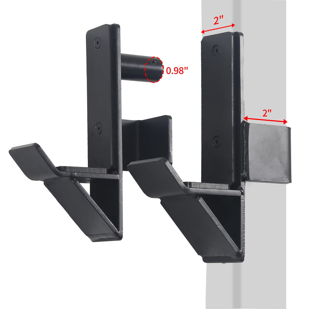 ZUKAM J-Hook Barbell Spotter Arm for 2" x 2" Tube Power Cage with 1" or 5/8" Hole, Dip Bar for Squat Rack,Heavy Duty Bottom Reinforced Premium Steel with 1000 LBS Capacity