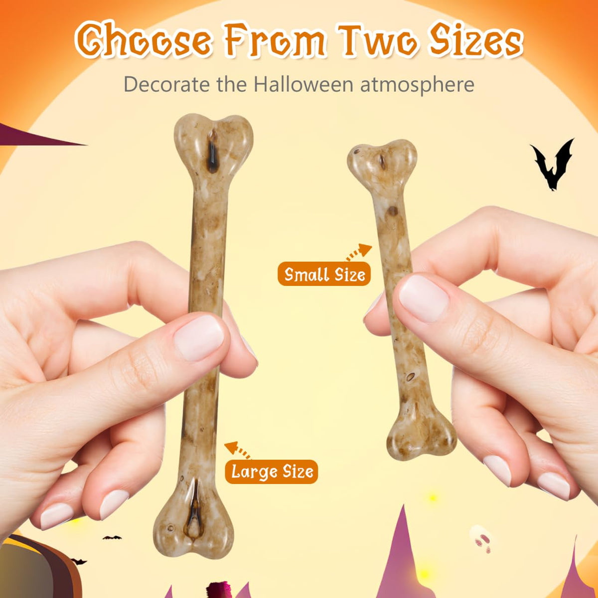 Homoyoyo Fake Bones: 20pcs Skeleton Simulation Bones Plastic Mini Skeleton Charms with Holes for Stringing DIY Crafts Halloween Decoration Small Scene Props Multi-Functional Fake, Two Size 3.93/2.95In