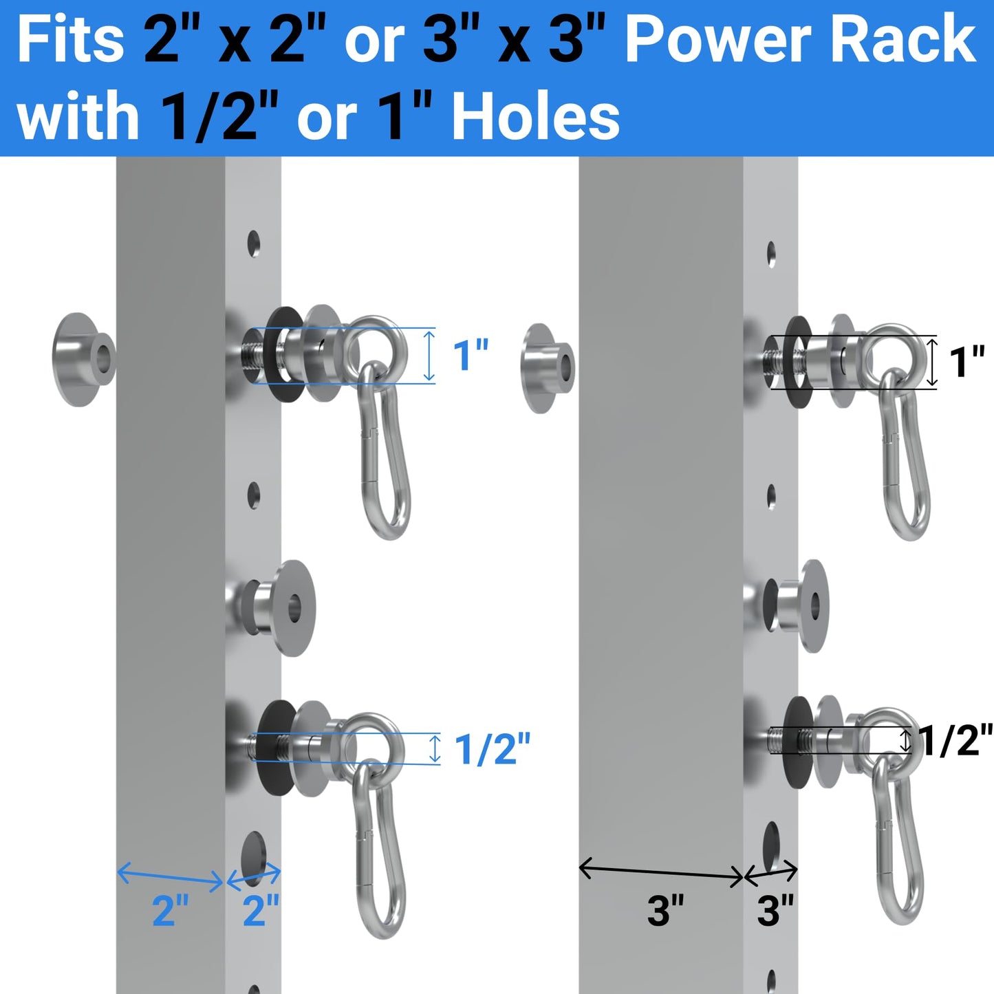 Vatemechie Heavy-Duty Power Rack Attachments, Quick-Install Home Gym Accessories for 2x2, 2x3 & 3x3 Power Racks, Fits 1/2", 5/8" & 1" Holes (Leg Hold Down Attachments 1-Pack)