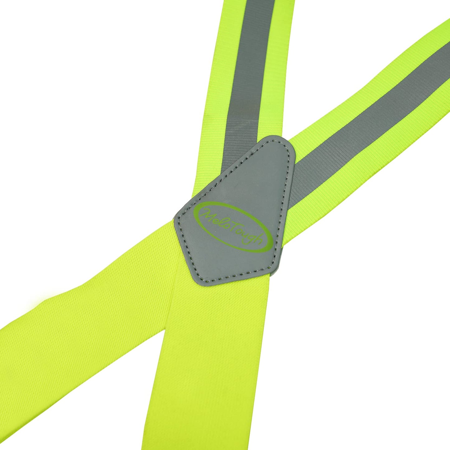 MELOTOUGH 2 Inch Work Suspenders | Reflective Safety Suspenders Tool Belt Support & Elastic Straps for Construction (Reflective Green)‌