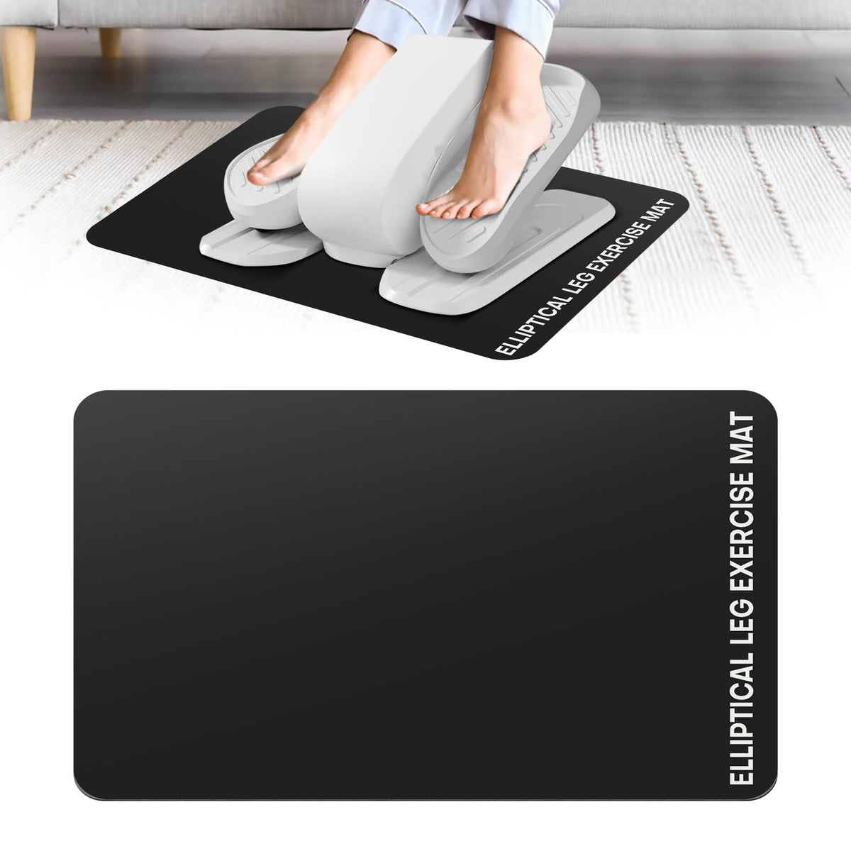 Under Desk Elliptical Mat - Non-Slip Exercise Equipment for Peloton Bike, Small Exercise Mat for Desk Workout Equipment