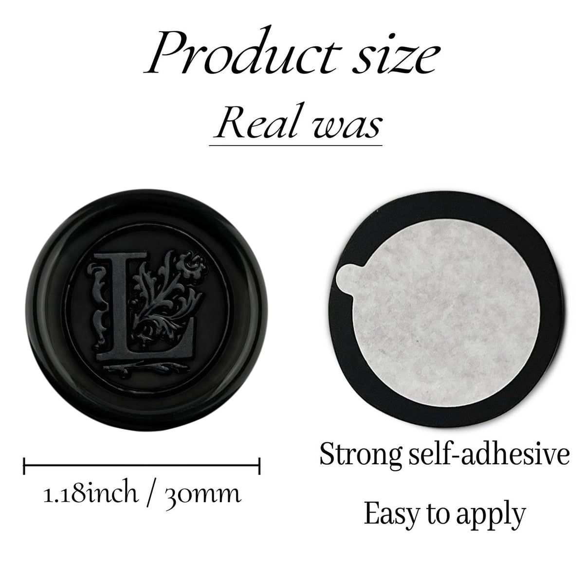 100Pcs Black Wax Seal Stickers Handmade Envelope Seals Self Adhesive Letter Wax Stickers for Wedding Party Invitations, Envelope, Gift Wrap, Christmas(Initial L, Black)