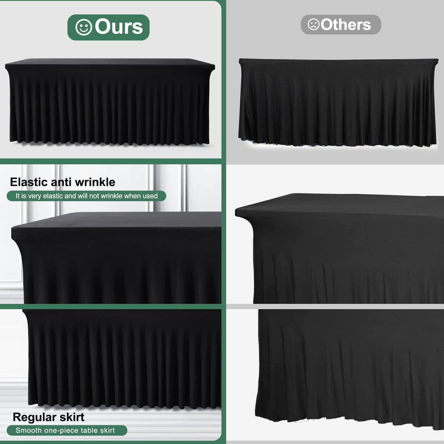 BDDC One-Piece Spandex Table Cover Skirt for 6FT Rectangle Tables