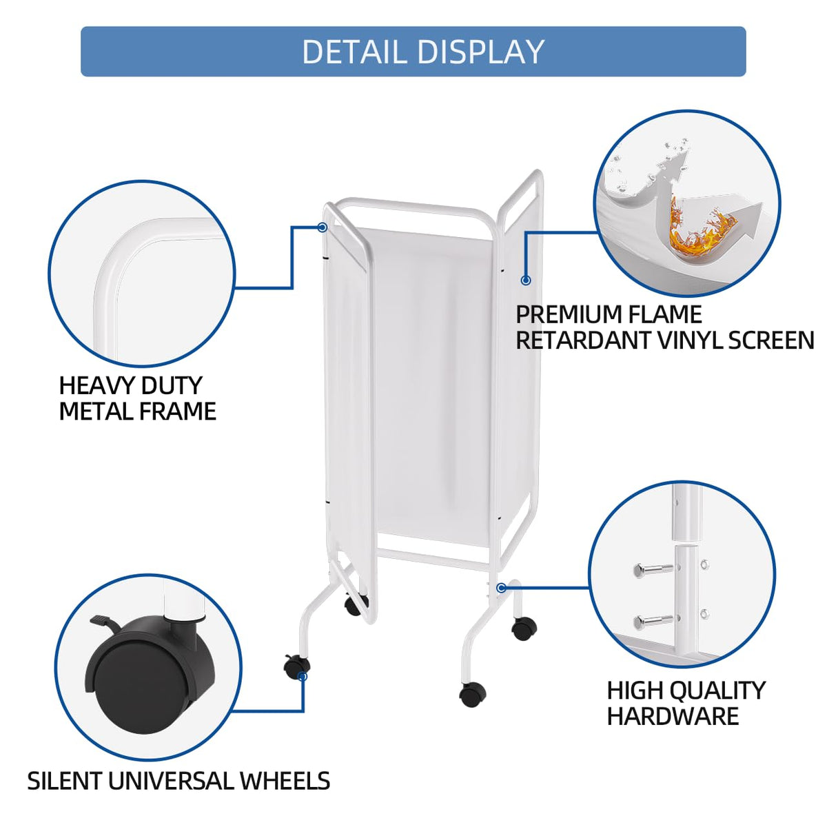 INNOVART 3-Panel Mobile Medical Privacy Screen Room Divider with Wheels, Foldable Flame Retardant Vinyl Room Divider Panels Easy for Storage, Portable Partition Dividers for Hospitals, Clinics, Salons