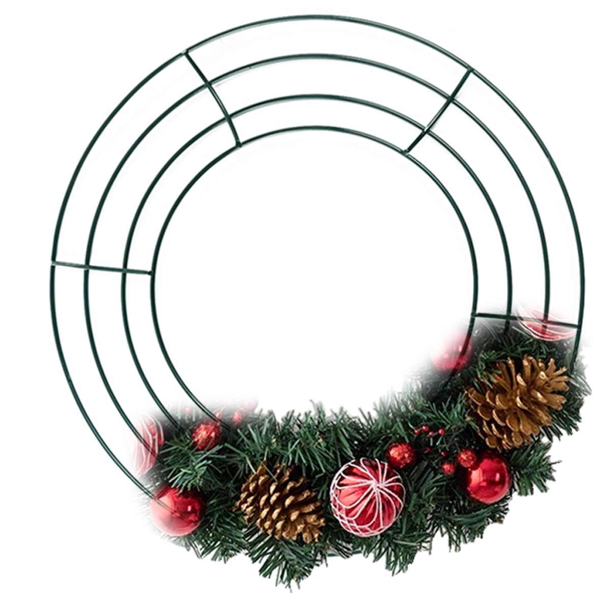 TIHOOD 10PCS 10” Metal Wreath Frame Green Wire Wreath Rings for Christmas New Year Party Home Decor DIY Crafts Supplies