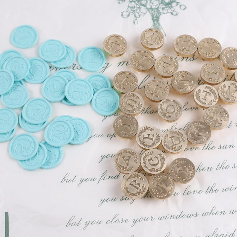 WUERLIN Initial Letter Alphabet W Wax Seal Stamp, Wicker Eucalyptus Sealing Stamp With Flower for Wedding Invitation, Gift Wrap, Envelopes, Christmas Card