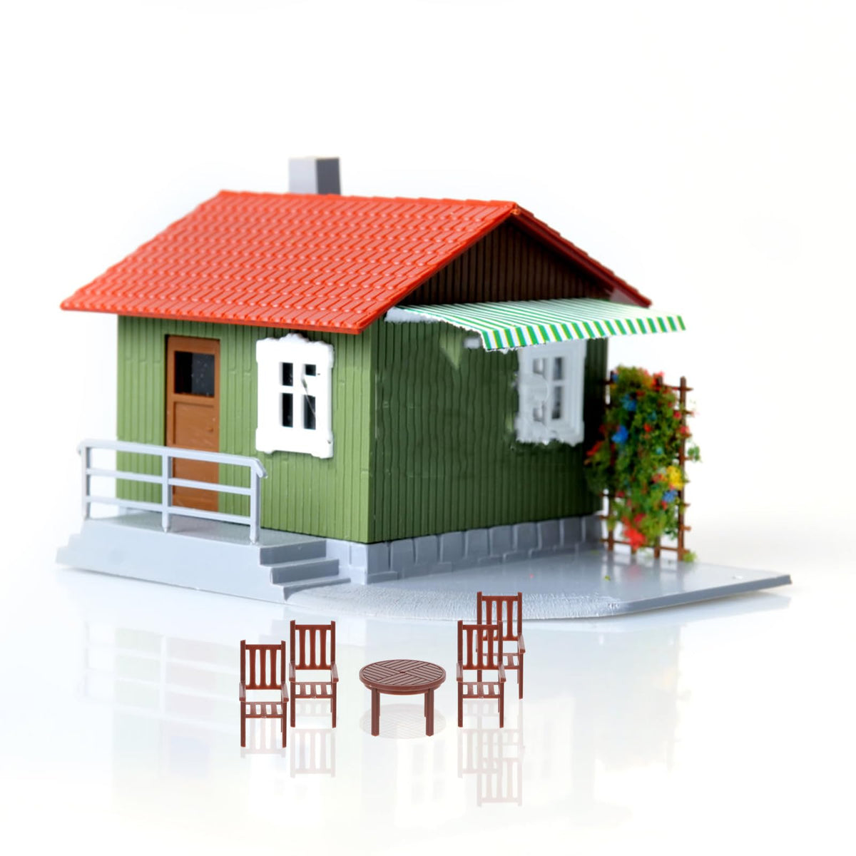 4 Sets Dollhouse Furniture - 1/50 Scale Miniature Dollhouse Table and Chairs Plastic Mini Dining Room Table Chairs for Fairy Garden Doll House Accessories