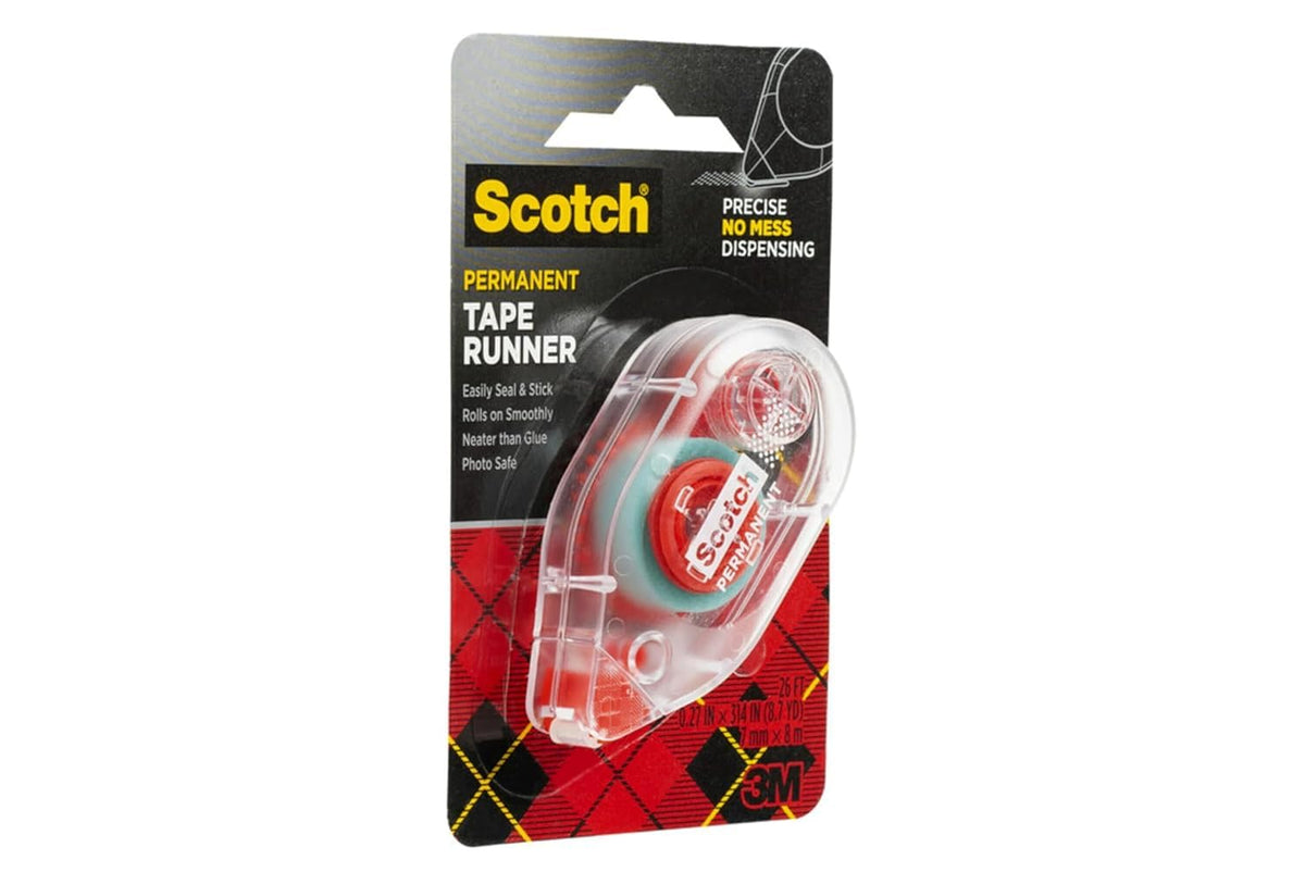 Scotch 6061 Scotch Double Sided Adhesive Roller Tape Runner, Permanent, Acid-Free, Photo-Safe Adhesive for Scrapbooking, Photo Mounting, and Crafts, 0.27 in x 26 ft per Roller, Pack of 3