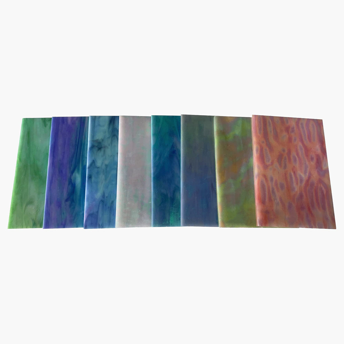 HAOSUM 8 Pack Iridescent Rainbow Stained Glass Sheets,4 x 6 inch Mosaic Glass,Art Glass Opaque for DIY Kits, Mosaics Projects (Iridescence)