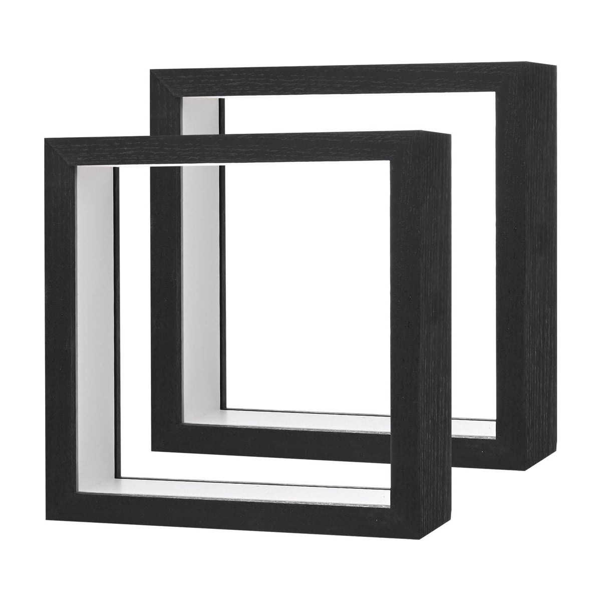 M METERXITY 2-Pack Dried Flower Frame, 6 x 6 Inch Double Acrylic Wooden Dried Flower Photo Floating Frame for Tabletop/DIY/Handicrafts [Black]