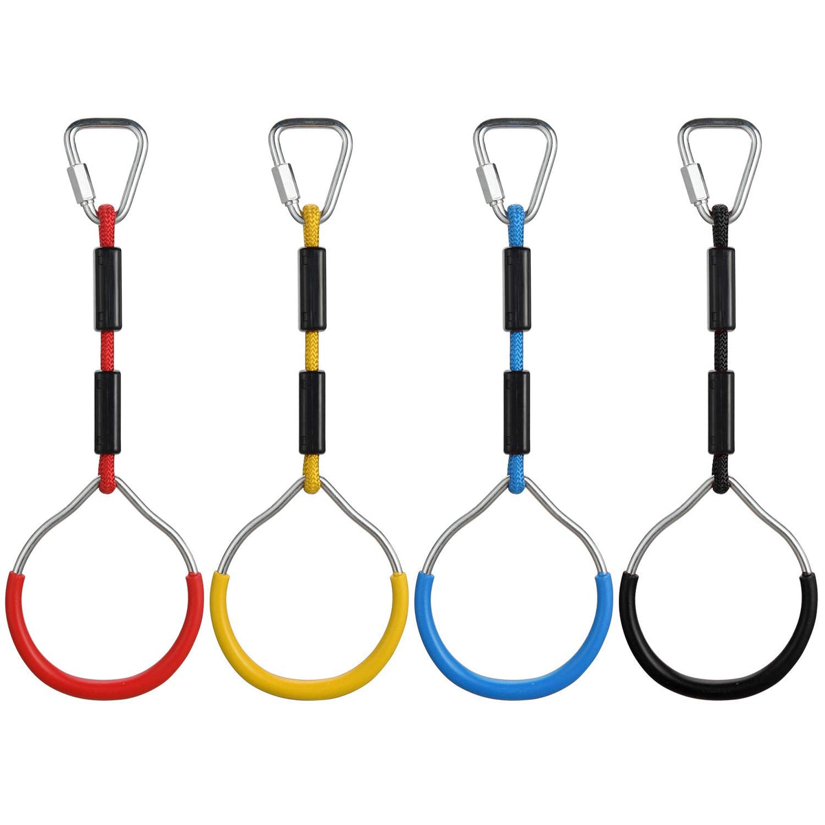 PELLOR 4-Pack Colorful Ninja Rings -Gymnastic Rings, Ninja Slackline Obstacle Course Accessories, Backyard Playground Training Equipment Play Set for Kids Adult