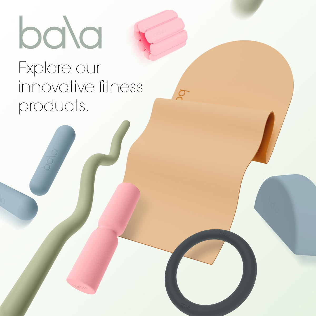 Bala Balance Blocks 2 Pack, Yoga Blocks for Working Out, (Blush) - Semi-Circular Yoga Accessories for Stretching & Exercise - Yoga Equipment for Home Workout - Yoga Block Essentials for Women & Men
