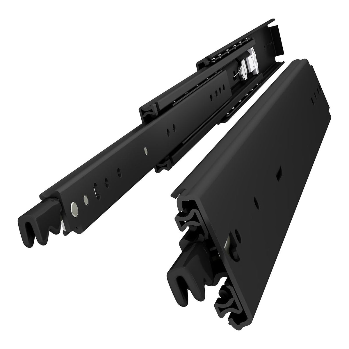 VADANIA 60" Ultra Heavy Duty Drawer Slide with Lock #D76, 3" Widening Black-electroplated Cold-Rolled Steel, Industrial Grade Heavy Load Capacity, 3-Fold Full Extension, Side Mount, 1-Pair