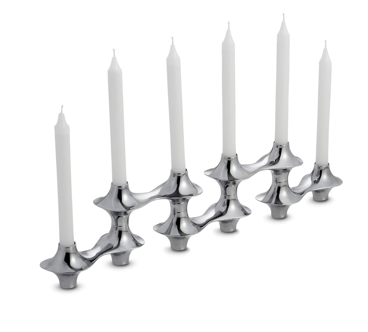 nambe Cortina Hinged Candelabra | Metal Candle Holder for Six Candles | Silver Candlestick Holders for Taper Candles | Table Centerpiece for Christmas, Thanksgiving, Dinner Party, Wedding, Table