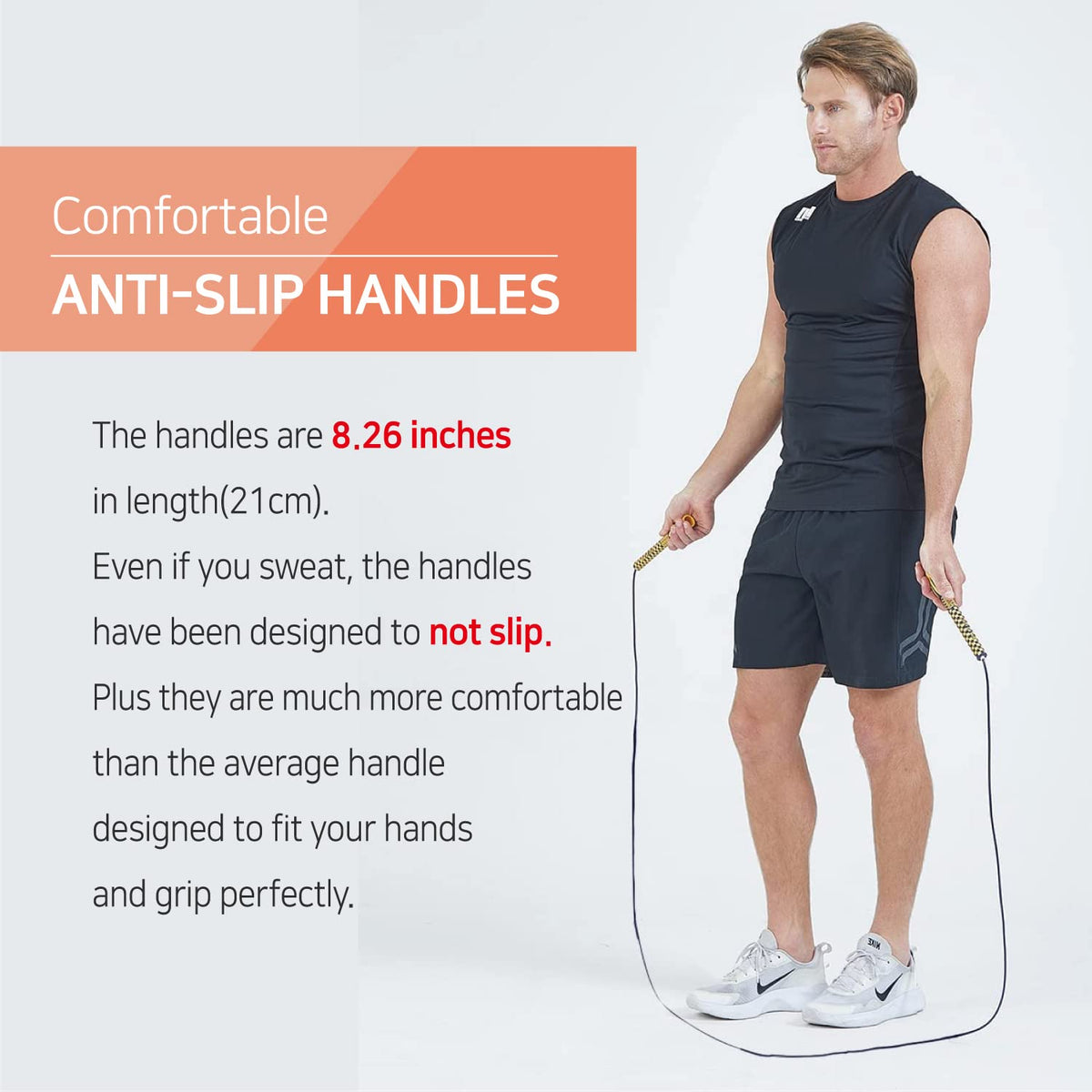 Skipping Jump Rope for Fitness Workout - Light Weight, Adjustable, Tangle Free, Excellent line control for Cardio Boxing, CrossFit, Training Exercise All Ages and Gender ( Special Luxury, KA-220, Made in Korea) (Navy-Yellow)