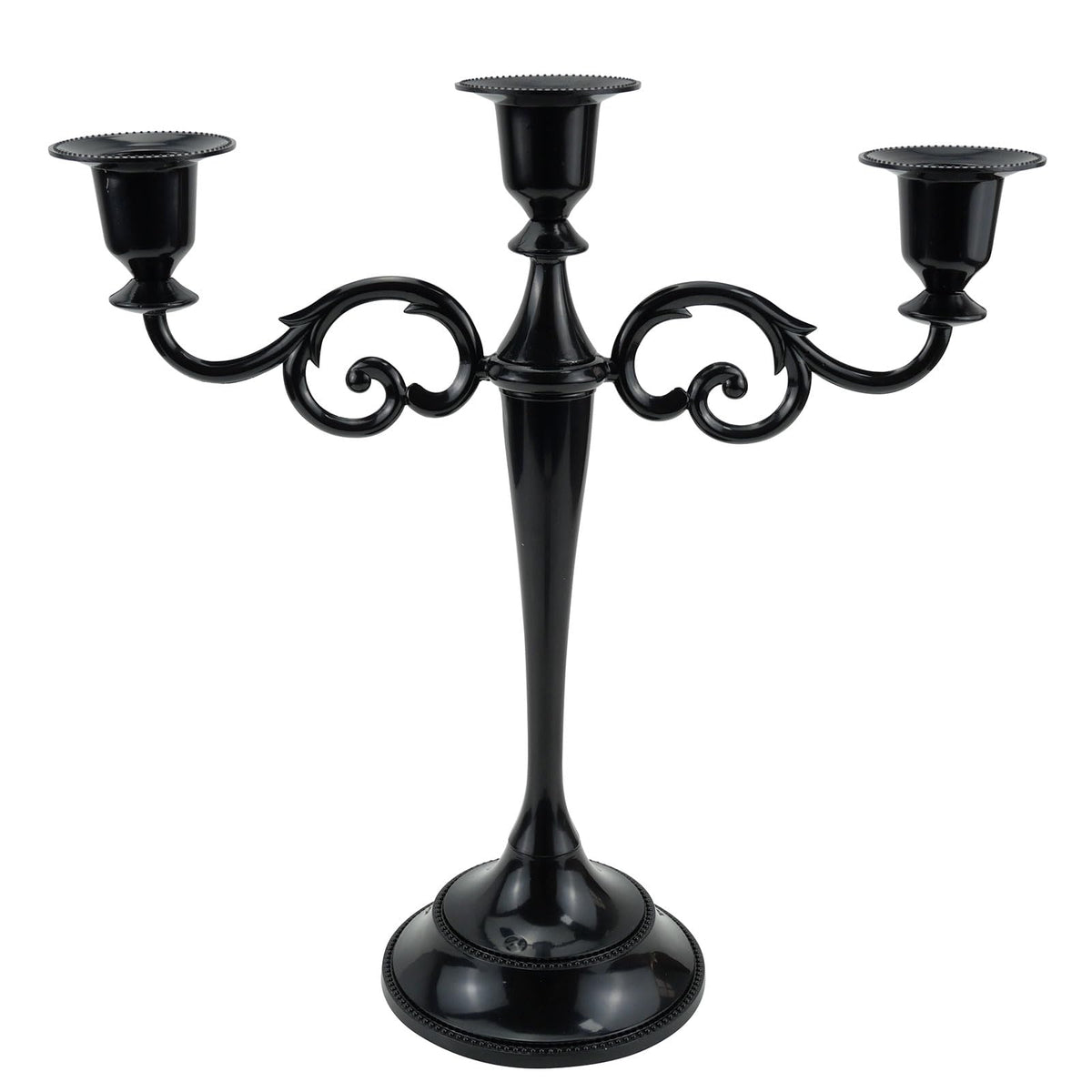 Viscacha 3 Candle Metal Candelabra Candlesticks Holder for Formal Events, Wedding, Church, Holiday Décor, Halloween Taper Candle Holder Stand Centerpiece Elegant Decoration Piece for Table, Black
