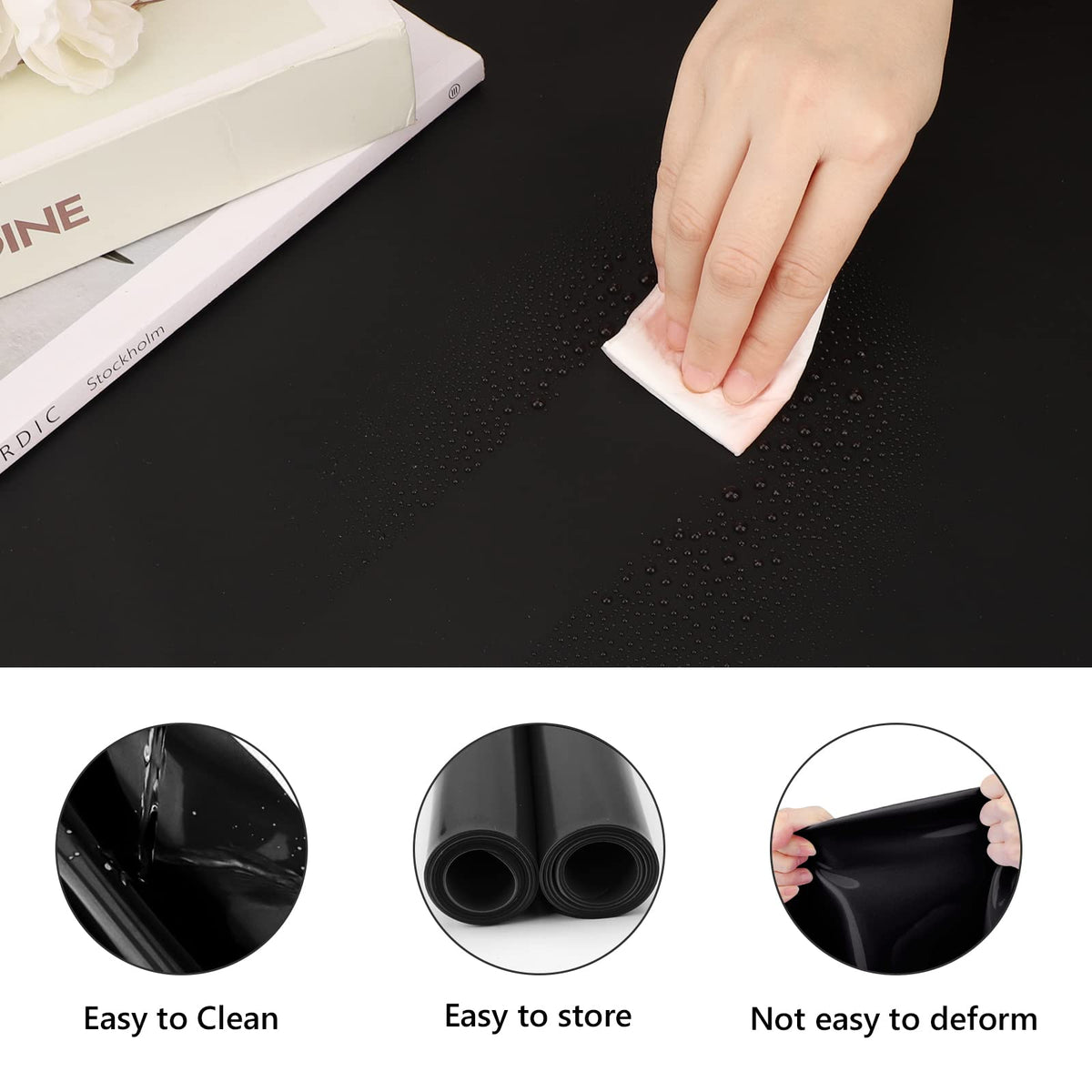 Gartful Oversize Silicone Mat for Crafts, 31.5 x 23.6 inches 1.2mm Thick Silicone Craft Pad for Jewelry Casting Resin Molds, Countertop Protector, Nonstick Placemat, Counter Table Mat, Black