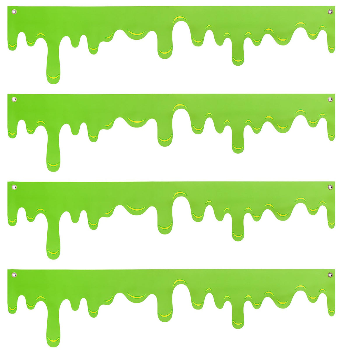 Panelee 4 Pack Halloween Green Slime Banner 51.2 x 13 Inch Halloween Themed Party Hanging Backdrop Decoration Slime Roof Fence Signs Decor for Indoor Outdoor Eaves Doorways Windows Balcony (Green)