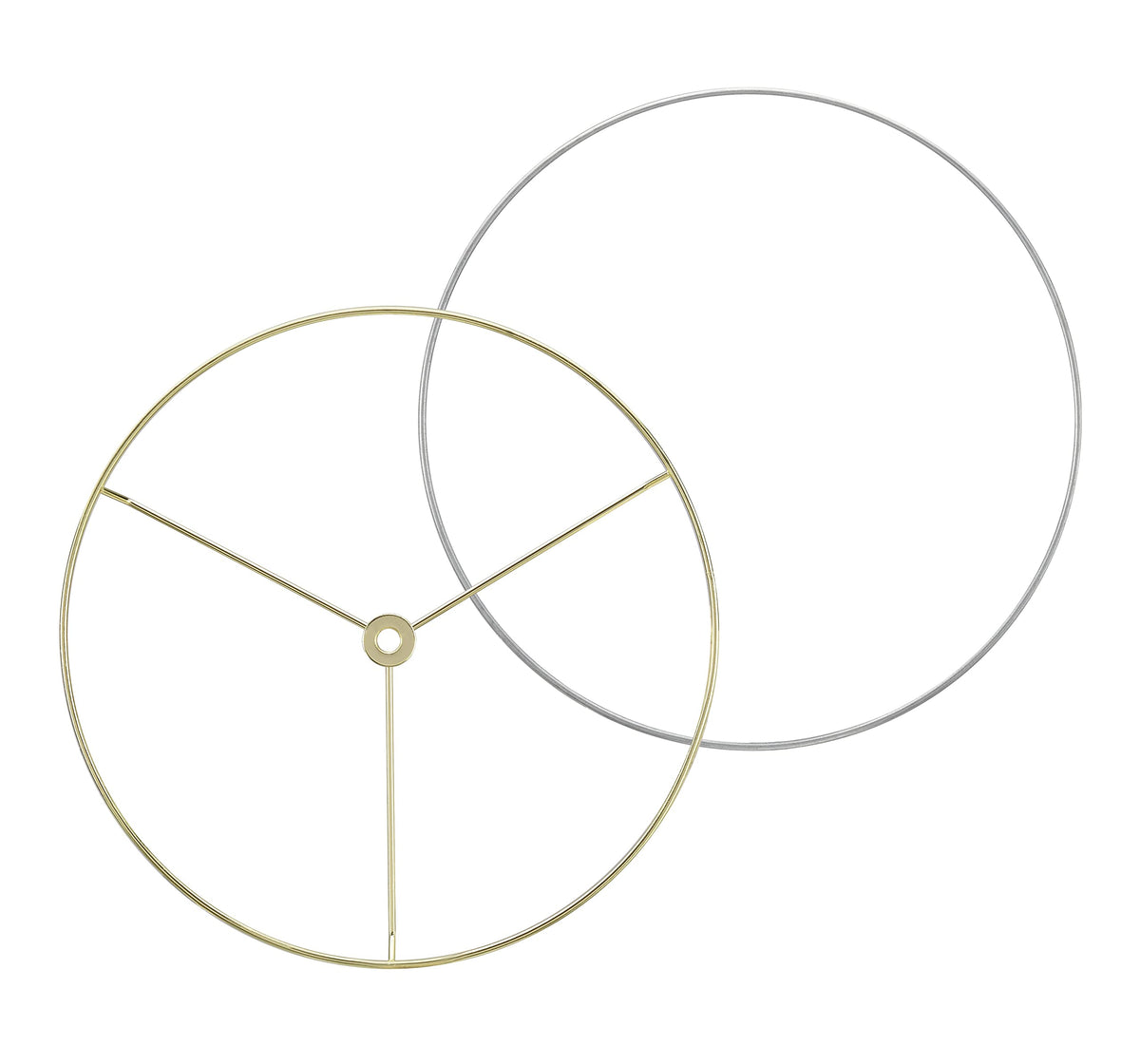 Aspen Creative 20102-11, Metal DIY Drum Lamp Shade Strong Ring, US Style Spider that Connects to Lamp Harp, Top Ring-Brass Plated/Bottom Ring-Galvanized, 10" Diameter Ring