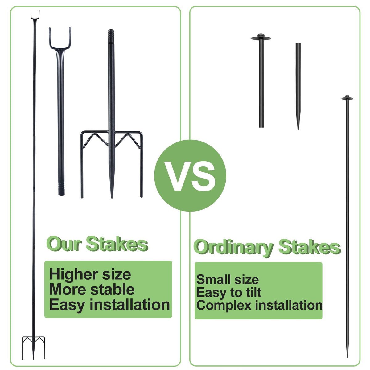 6 Pack 7.2ft Metal Garden Netting Support Stakes, Heavy Duty Garden Netting Pole with 50 Tie Rustproof Gardening Fence Stake Crop Cage Protection Post Frame for Support Fruits Garden Bed Plant Net