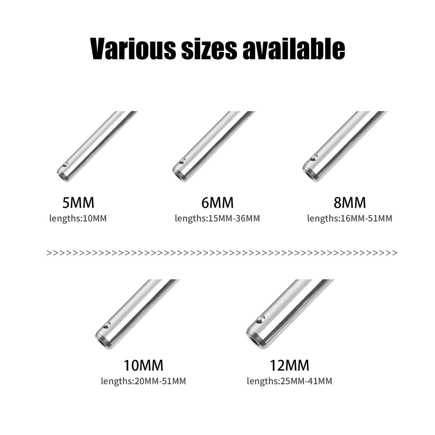 VXCICC 2 Pack 304 Stainless Steel Quick Release Pin 5/16 Inch Diameter Ball Locking Pin with Push Button Round Handle Lanyard Usable Length 1.22"(8mm x 31mm)