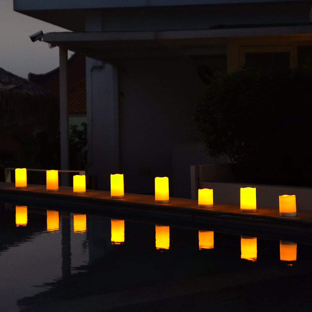 Homemory Solar Candles Outdoor Waterproof, 3"x6" Rechargeable Solar Powered Lights, Flameless Flickering Dusk to Dawn Sensor Outdoor Pillar Candles for Halloween, Lanterns, Garden, Patio, Porch