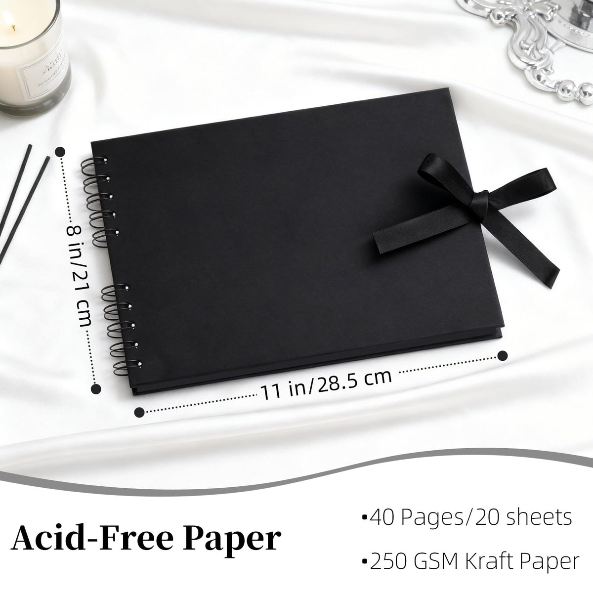 Vienrose Scrapbook Album 80 Pages, DIY Photo Album with Accessories, Black Kraft Paper Memory Book for Wedding, Birthday, Travel, Valentine, Mother’s Day, 11x8 Inches