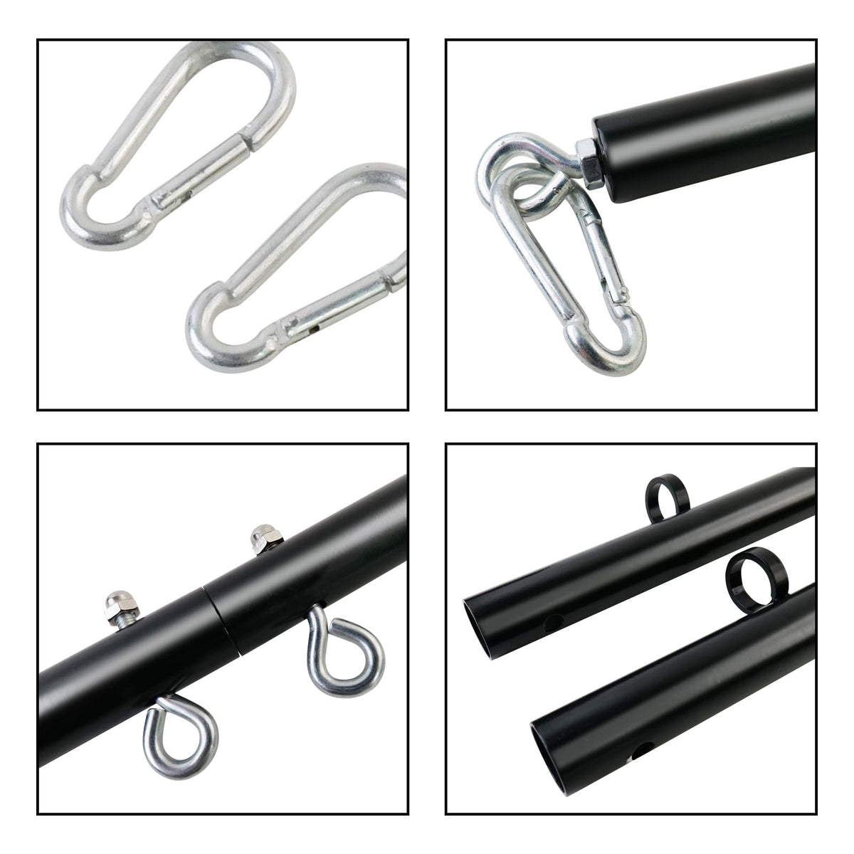 3 in 1 Heavy Duty Stainless Steel Expandable Black Spreader Bar,Workout Bar for Home Gym Training Bar,Portable Detachable Pilates Kit