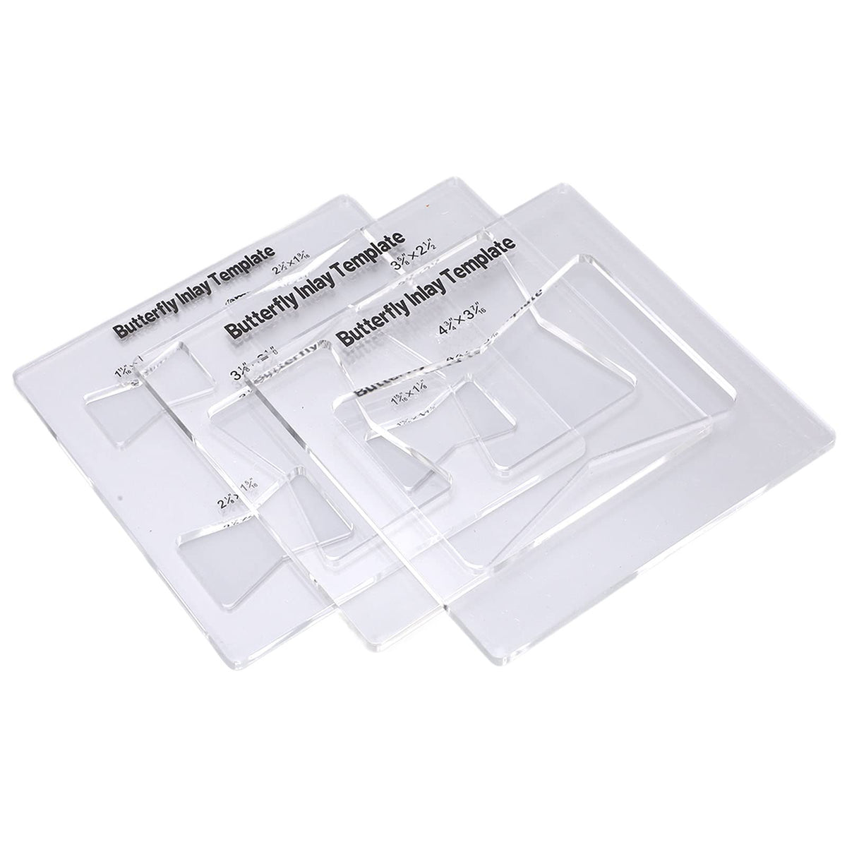 3Pcs Different Butterfly Inlay Template Kit,Dimension Reference Figure 2, Acrylic Bowtie Router Jig Templates for Woodworking, Furniture Repair & Reinforcement with Transparent Scale Markers