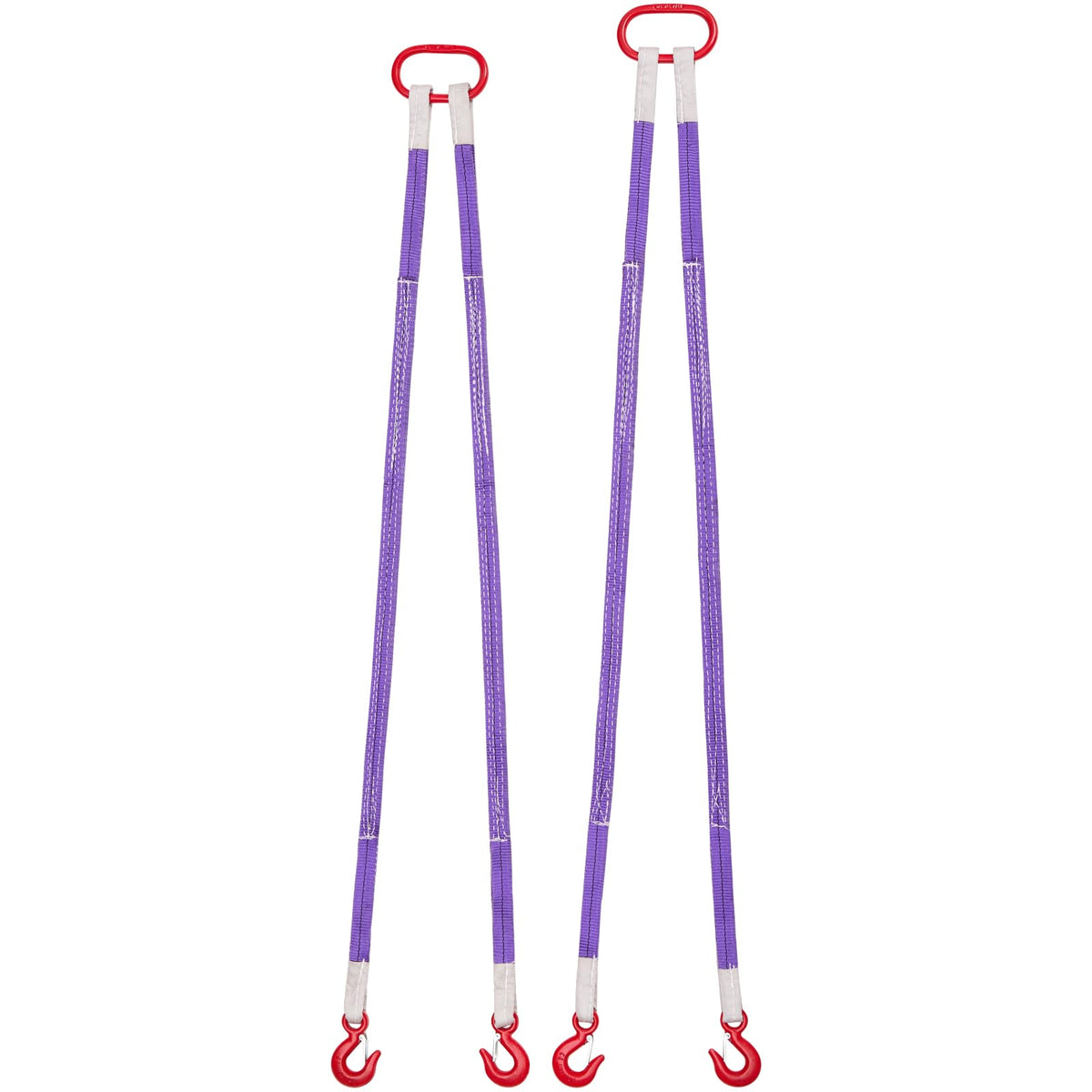 VEVOR Lifting Sling Straps, 2Pcs Two-Leg Polyester Bridle Sling with Hooks, 4400LB Capacity, 5Ft Heavy Duty Rigging Strap, Thickened & Wear-Resistant Webbing Slings for Engines Cranes Hoists Truck