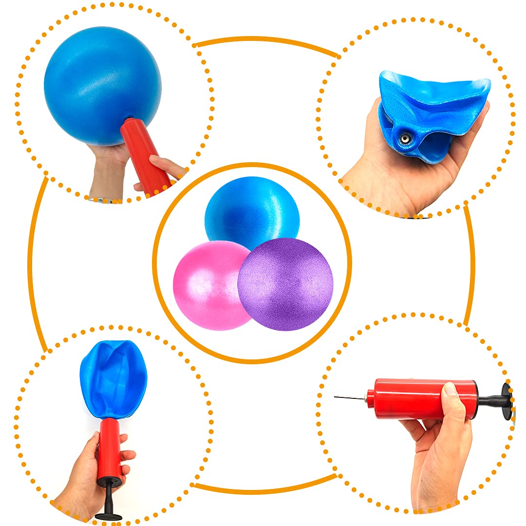 XIECCX 9 Inch Mini Exercise Pilates Yoga Balls Therapy Balance Micropore Ball Barre Equipment for Home Stability Physical Core Training with Pump(5 PCS)