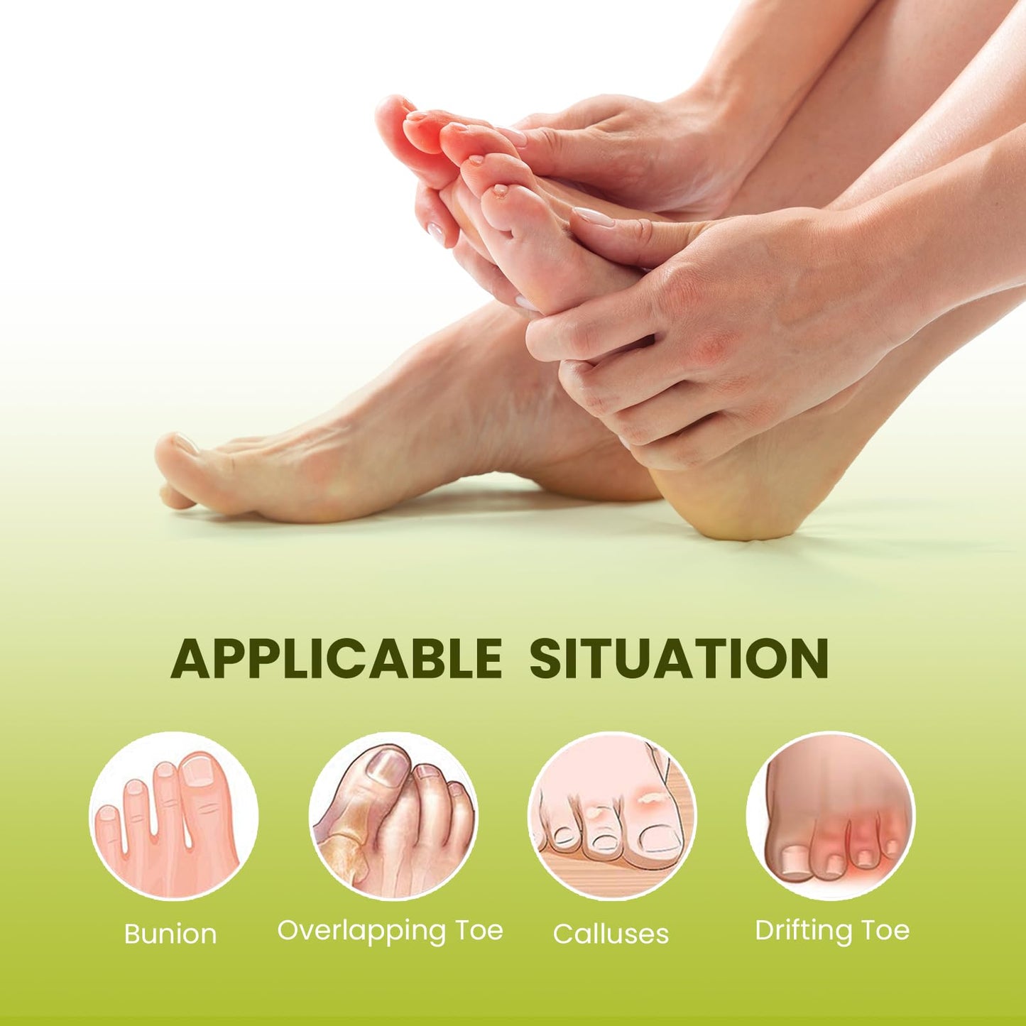 Bukihome Toe Separators Bunion Corrector - 8 Pack Big Toe Spacers with 2 Loops, Suitable for Bunion and Overlapping Toes, Reduce Foot Pain(White)