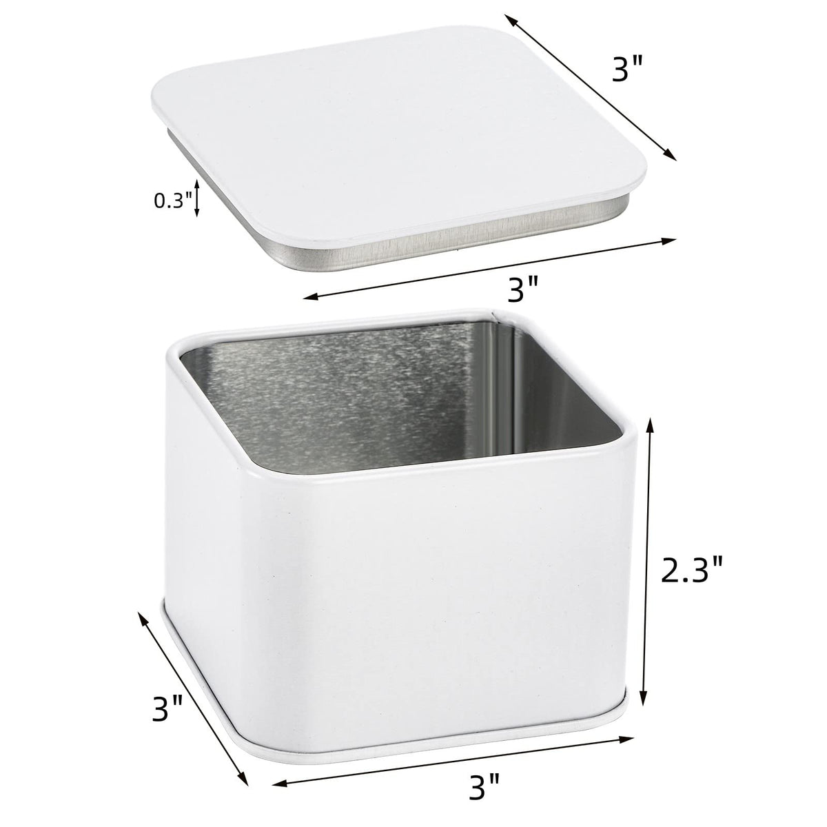 AVLA 24 Pack Candle Tins, 8 OZ Square Candles Jar with Lid, Empty Metal Candle Containers, Bulk Candy Storage Can Sets for DIY, Arts, Crafts, Storage, Gifts, White Decorative Candles Making Supplies