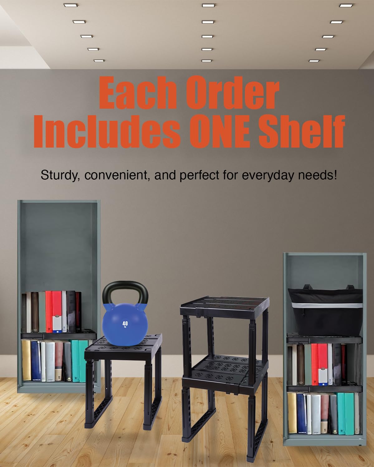 Piffny Locker Organizer Shelf， Adjustable Width and Height, Stackable, Ideal Locker Shelf for School, Office, Gym Lockers, or Even Kitchen Cabinets & Under Sink Organization (White 1 Pack)