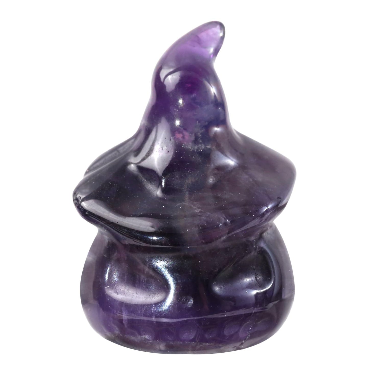 mookaitedecor Set of 2 Hand Carved Crystal Pumpkin Ghost Figurine, Mini Pocket Stone Statue Pumpkin Sculpture for Halloween Party Tabletop Decoration, Amethyst