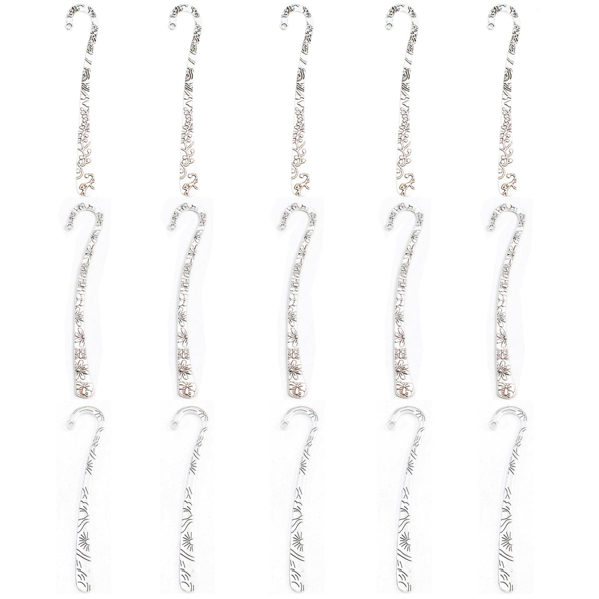 15 Pack Metal Bookmark - Silver Metal Bookmark Hairpin Hook Carved Antique Vintage with Loop Book Markers Embossed Bookmarks, Jewelry Making Charms