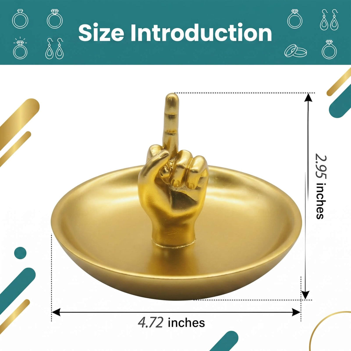 Brillantreal Hand Gesture Jewelry Display Stand - Decorative Ring Holder Tray for Vanity Organization
