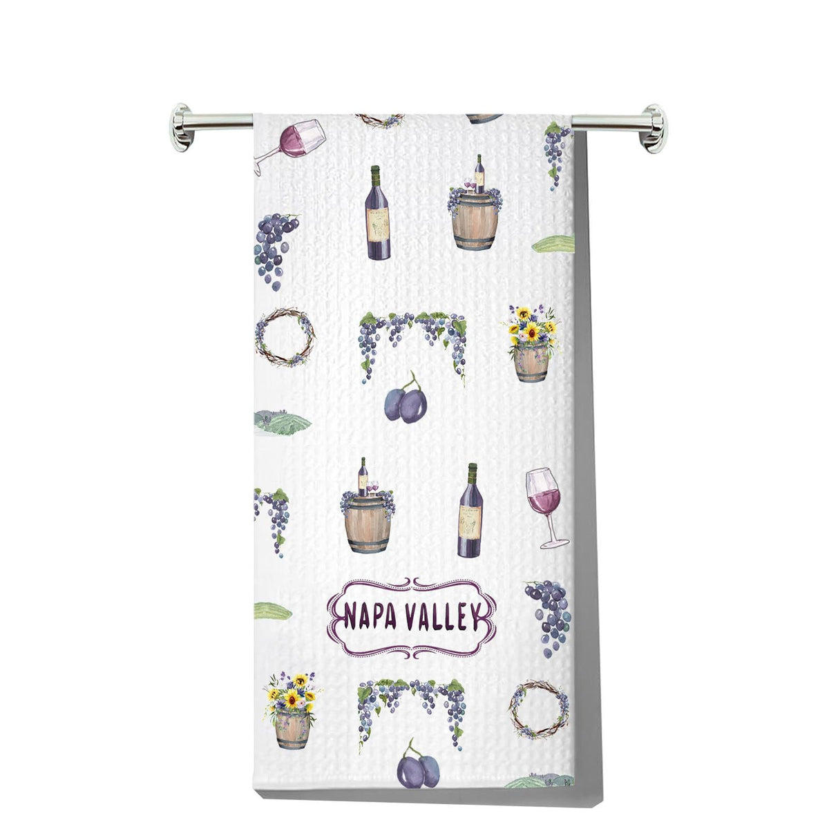 JNIAP Napa Valley Kitchen Towel Wine Glass and Vineyard Towel Napa Valley Lovers Gifts Napa Valley Theme Gifts (Napa Valley kt)