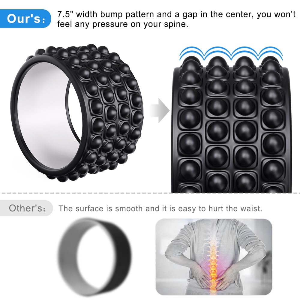 Kipika Back Roller Wheel,Back Stretcher,Back Cracker,Yoga Wheel, Foam Roller for Back Pain Relief and Posture Correction with Massage Ball