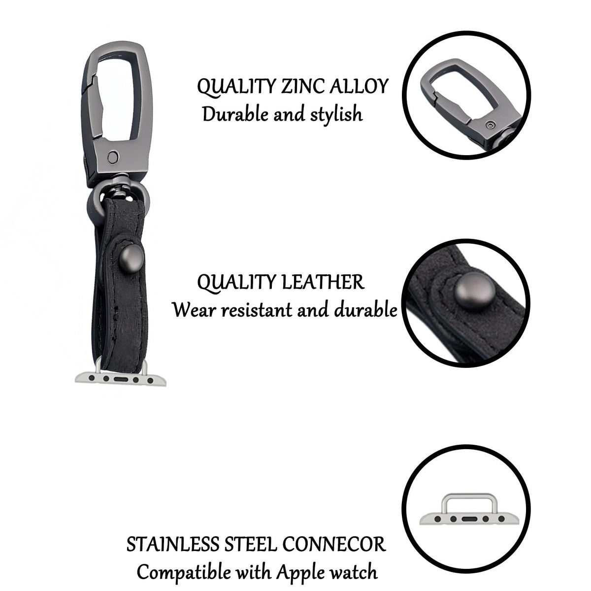 Necklace Pendant Compatible with Apple Watch Fob Women Men, Metal Keychain for Apple Watch Ultra/Ultra 2, Series 10-1, SE Watch Clip Adapter for Apple Watch 38mm 40mm 41mm 42mm 44mm 45mm 46mm 49mm